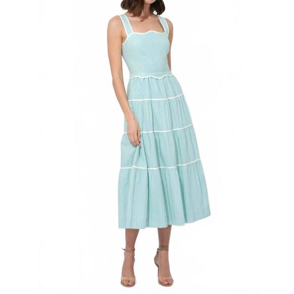 ADELYN RAE Dresses & Skirts - NEW ADELYN RAE oxford cotton tiered dress in aqua green